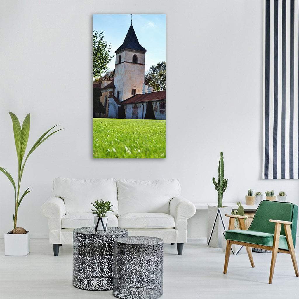 Tower Castle In Autumn Vertical Canvas Wall Art-1 Vertical-Gallery Wrap-12" x 24"-Tiaracle