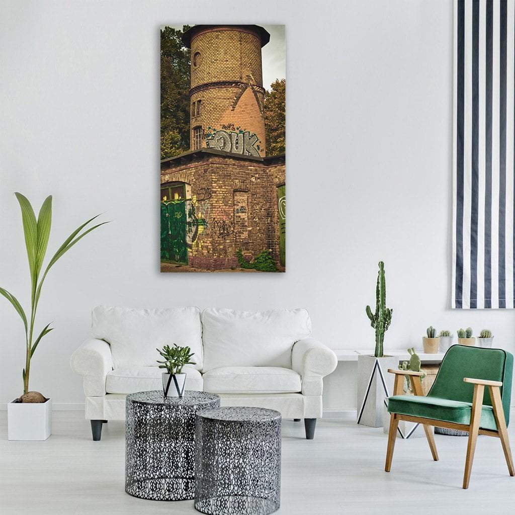 Tower Masonry Lapsed Graffiti Building Vertical Canvas Wall Art-1 Vertical-Gallery Wrap-12" x 24"-Tiaracle