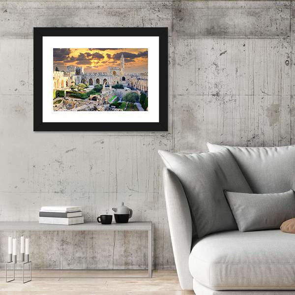 Tower Of David in Jerusalem Palestine Canvas Wall Art-3 Horizontal-Gallery Wrap-25&quot; x 16&quot;-Tiaracle