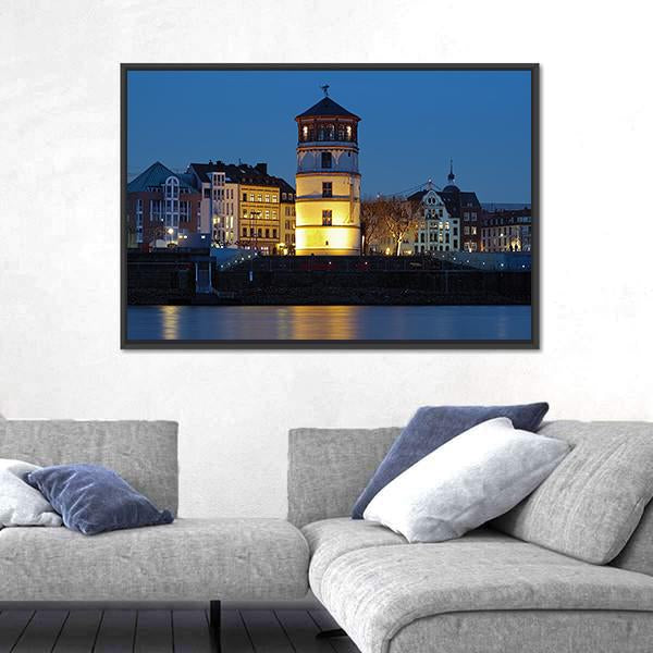 Tower Of Dusseldorf Castle Canvas Wall Art-1 Piece-Floating Frame-24" x 16"-Tiaracle