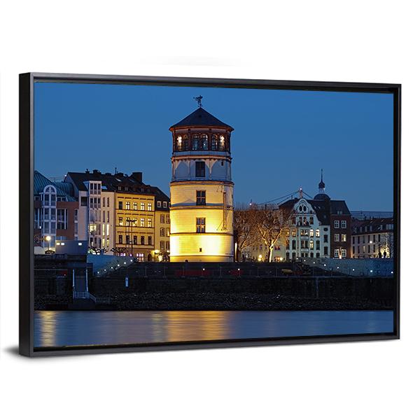 Tower Of Dusseldorf Castle Canvas Wall Art-3 Horizontal-Gallery Wrap-25" x 16"-Tiaracle