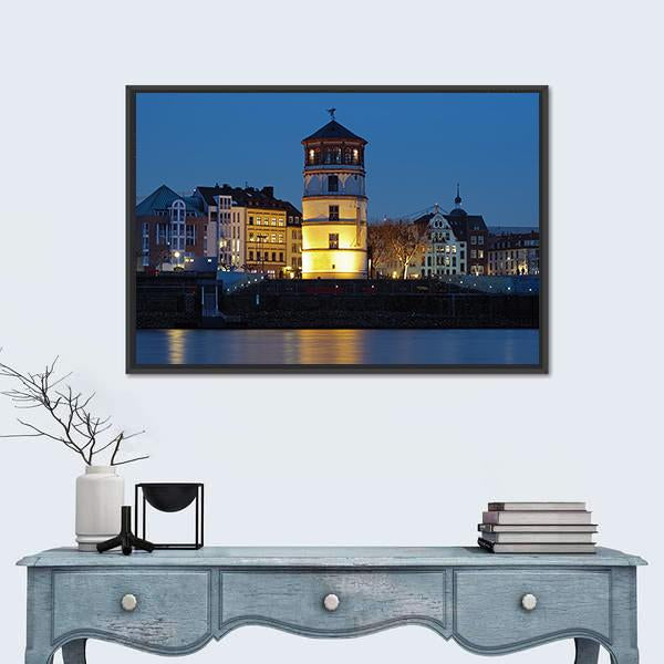 Tower Of Dusseldorf Castle Canvas Wall Art-3 Horizontal-Gallery Wrap-25" x 16"-Tiaracle