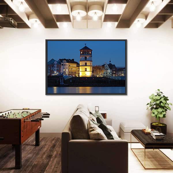 Tower Of Dusseldorf Castle Canvas Wall Art-3 Horizontal-Gallery Wrap-25" x 16"-Tiaracle