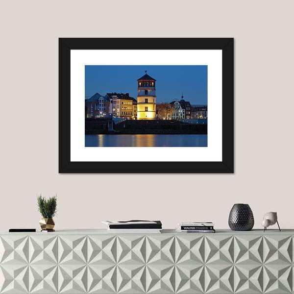 Tower Of Dusseldorf Castle Canvas Wall Art-3 Horizontal-Gallery Wrap-25" x 16"-Tiaracle