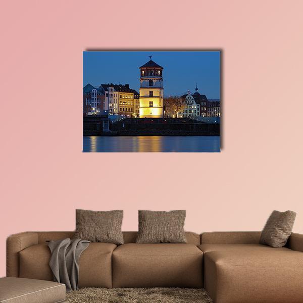 Tower Of Dusseldorf Castle Canvas Wall Art-1 Piece-Gallery Wrap-48" x 32"-Tiaracle