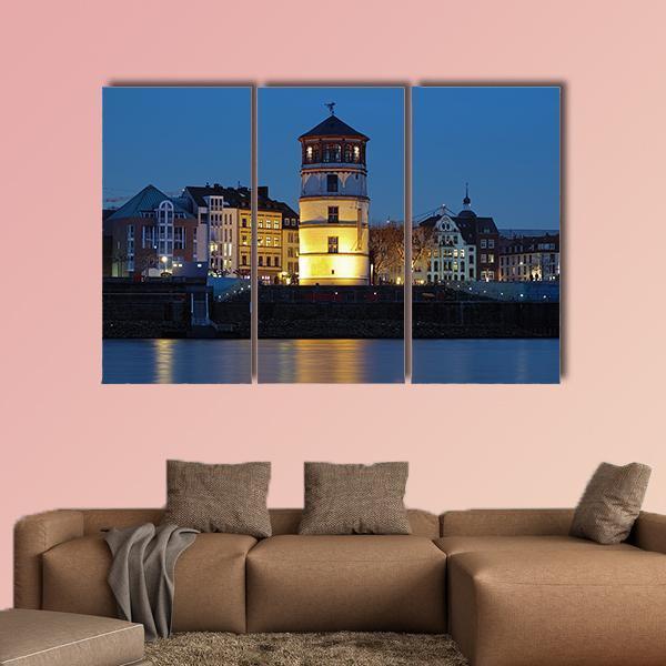Tower Of Dusseldorf Castle Canvas Wall Art-3 Horizontal-Gallery Wrap-37" x 24"-Tiaracle