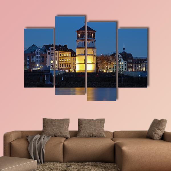 Tower Of Dusseldorf Castle Canvas Wall Art-4 Pop-Gallery Wrap-50" x 32"-Tiaracle