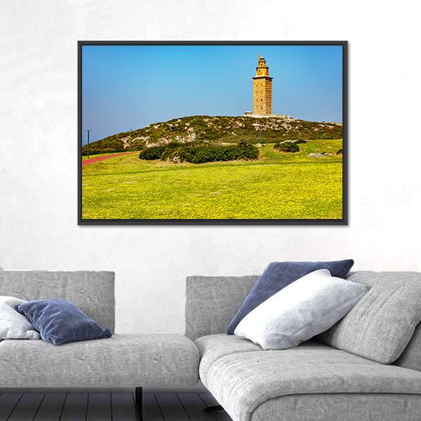 Tower Of Hercules In A Coruna Canvas Wall Art-1 Piece-Floating Frame-24" x 16"-Tiaracle