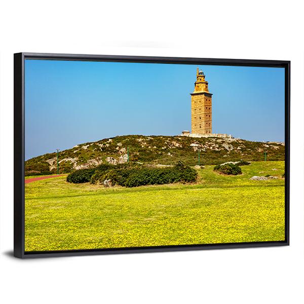 Tower Of Hercules In A Coruna Canvas Wall Art-3 Horizontal-Gallery Wrap-25" x 16"-Tiaracle