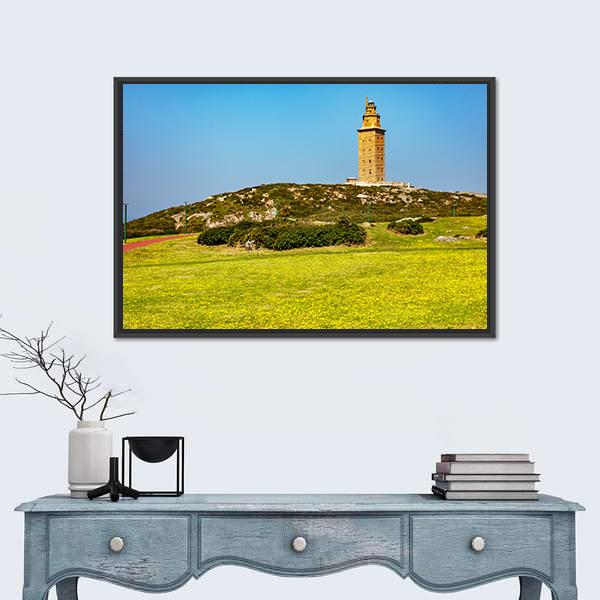Tower Of Hercules In A Coruna Canvas Wall Art-3 Horizontal-Gallery Wrap-25" x 16"-Tiaracle