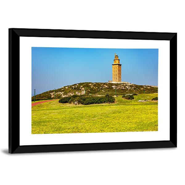 Tower Of Hercules In A Coruna Canvas Wall Art-3 Horizontal-Gallery Wrap-25" x 16"-Tiaracle