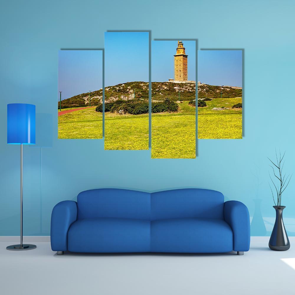 Tower Of Hercules In A Coruna Canvas Wall Art-4 Pop-Gallery Wrap-50" x 32"-Tiaracle