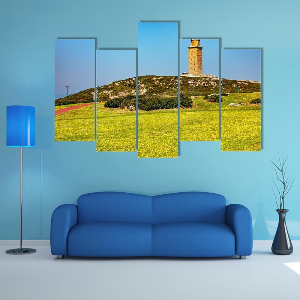 Tower Of Hercules In A Coruna Canvas Wall Art-5 Pop-Gallery Wrap-47" x 32"-Tiaracle