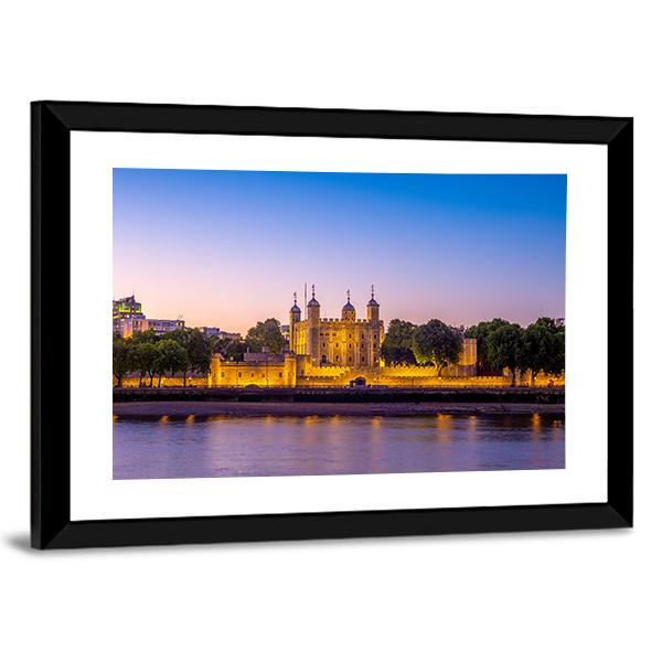 Tower Of London At Night Canvas Wall Art-3 Horizontal-Gallery Wrap-25" x 16"-Tiaracle