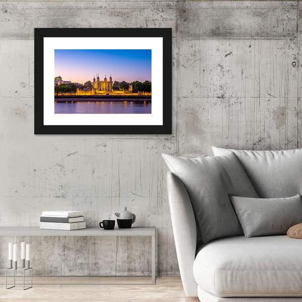 Tower Of London At Night Canvas Wall Art-3 Horizontal-Gallery Wrap-25" x 16"-Tiaracle