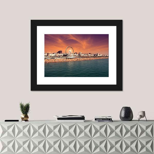 Towering Brighton Wheel Canvas Wall Art-5 Horizontal-Gallery Wrap-22" x 12"-Tiaracle