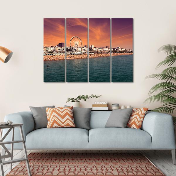 Towering Brighton Wheel Canvas Wall Art-4 Horizontal-Gallery Wrap-34" x 24"-Tiaracle