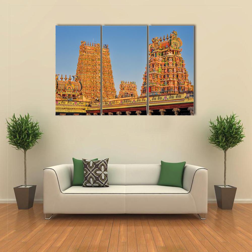 Meenakshi Amman Temple Canvas Wall Art-3 Horizontal-Gallery Wrap-37" x 24"-Tiaracle
