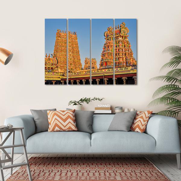 Meenakshi Amman Temple Canvas Wall Art-4 Horizontal-Gallery Wrap-34" x 24"-Tiaracle