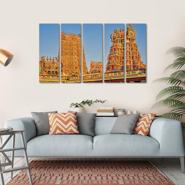 Meenakshi Amman Temple Canvas Wall Art-5 Horizontal-Gallery Wrap-22" x 12"-Tiaracle
