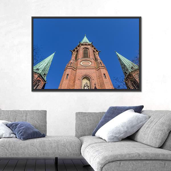 Towers Of The Lamberti Church In Oldenburg Canvas Wall Art-1 Piece-Floating Frame-24" x 16"-Tiaracle