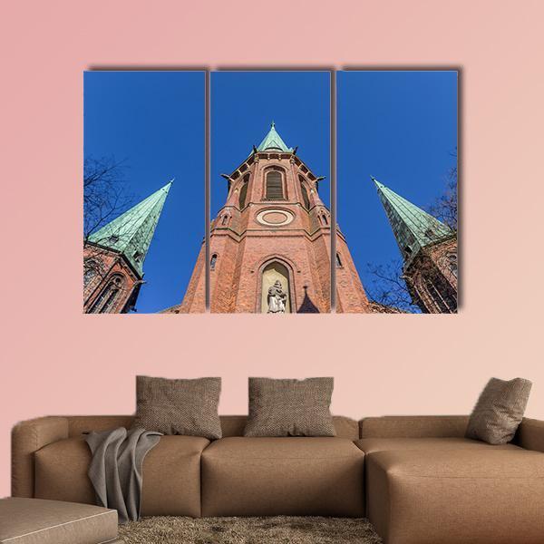 Towers Of The Lamberti Church In Oldenburg Canvas Wall Art-3 Horizontal-Gallery Wrap-25" x 16"-Tiaracle