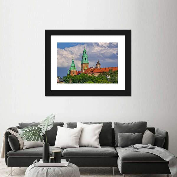 Towers View Of Wawel Cathedral Canvas Wall Art-1 Piece-Framed Print-20" x 16"-Tiaracle