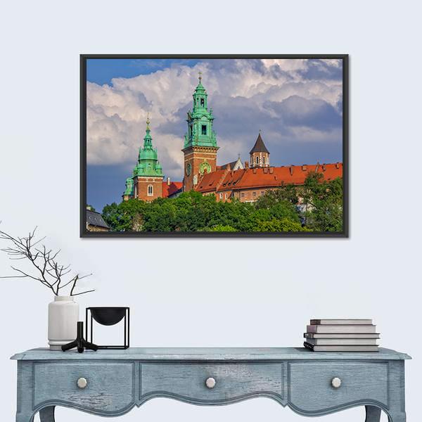 Towers View Of Wawel Cathedral Canvas Wall Art-3 Horizontal-Gallery Wrap-25" x 16"-Tiaracle