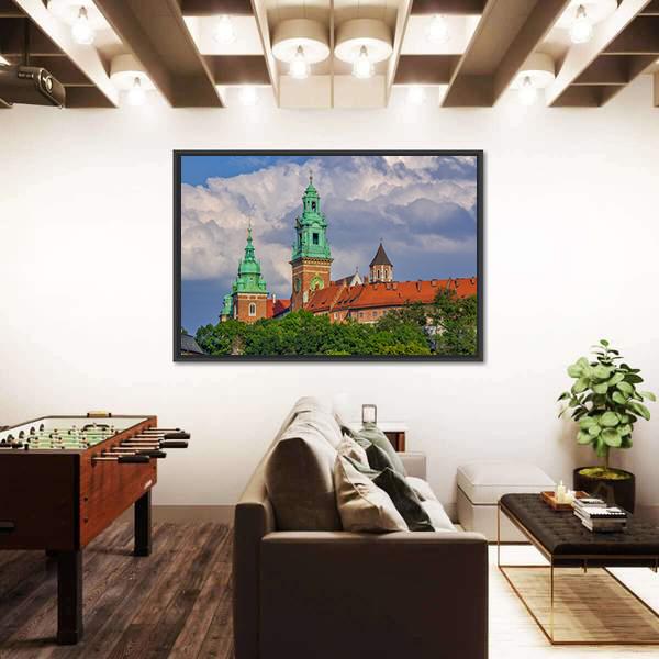 Towers View Of Wawel Cathedral Canvas Wall Art-3 Horizontal-Gallery Wrap-25" x 16"-Tiaracle