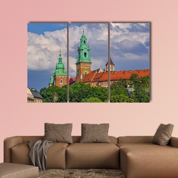 Towers View Of Wawel Cathedral Canvas Wall Art-3 Horizontal-Gallery Wrap-25" x 16"-Tiaracle