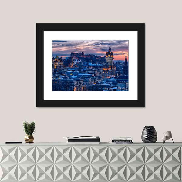 Town &amp; Castle Edinburgh Canvas Wall Art-1 Piece-Framed Print-20" x 16"-Tiaracle