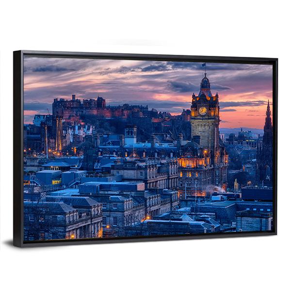 Town & Castle Edinburgh Canvas Wall Art-3 Horizontal-Gallery Wrap-25" x 16"-Tiaracle