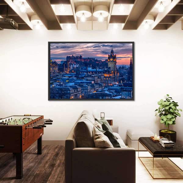 Town & Castle Edinburgh Canvas Wall Art-3 Horizontal-Gallery Wrap-25" x 16"-Tiaracle