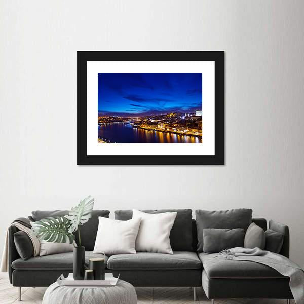 Town Coastline Of River Douro Canvas Wall Art-1 Piece-Framed Print-20" x 16"-Tiaracle