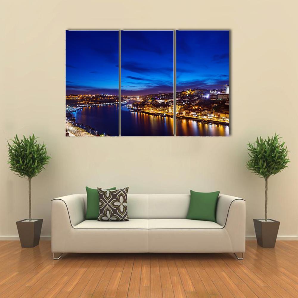 Town Coastline Of River Douro Canvas Wall Art-3 Horizontal-Gallery Wrap-37" x 24"-Tiaracle