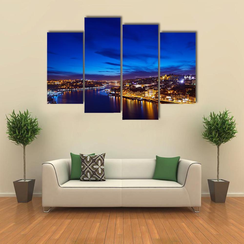 Town Coastline Of River Douro Canvas Wall Art-4 Pop-Gallery Wrap-50" x 32"-Tiaracle