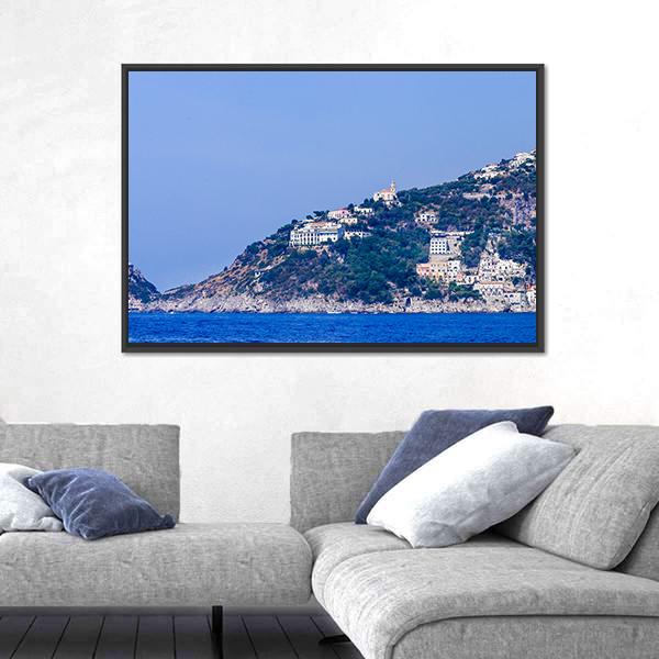 Town Conca Dei Marini Canvas Wall Art-1 Piece-Floating Frame-24" x 16"-Tiaracle