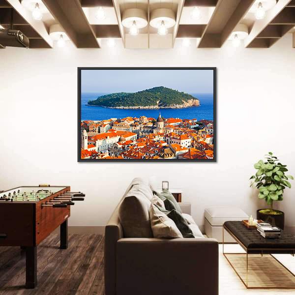 Town Dubrovnik And Island In Croatia Canvas Wall Art-5 Horizontal-Gallery Wrap-22" x 12"-Tiaracle