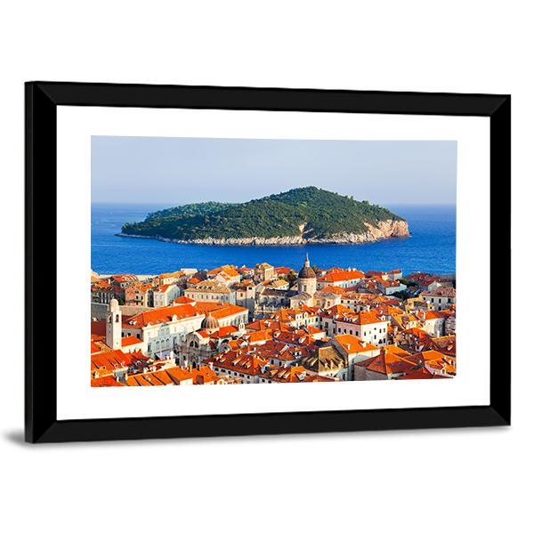 Town Dubrovnik And Island In Croatia Canvas Wall Art-5 Horizontal-Gallery Wrap-22" x 12"-Tiaracle