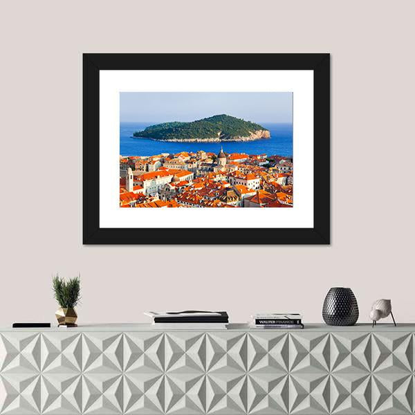 Town Dubrovnik And Island In Croatia Canvas Wall Art-5 Horizontal-Gallery Wrap-22" x 12"-Tiaracle