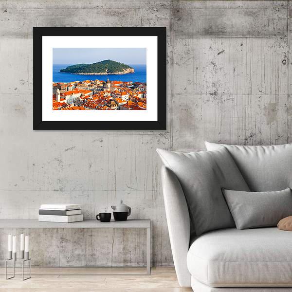 Town Dubrovnik And Island In Croatia Canvas Wall Art-5 Horizontal-Gallery Wrap-22" x 12"-Tiaracle
