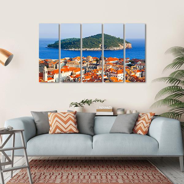 Town Dubrovnik And Island In Croatia Canvas Wall Art-5 Horizontal-Gallery Wrap-22" x 12"-Tiaracle