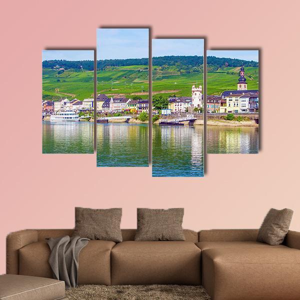 Rudesheim am Rhein In Rhine Gorge Canvas Wall Art-4 Pop-Gallery Wrap-50" x 32"-Tiaracle