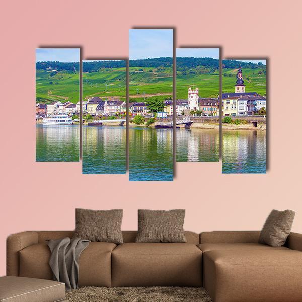 Rudesheim am Rhein In Rhine Gorge Canvas Wall Art-5 Pop-Gallery Wrap-47" x 32"-Tiaracle