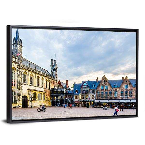 Town Hall And Holy Blood On Burg Square With Belfry Tower Canvas Wall Art-3 Horizontal-Gallery Wrap-25" x 16"-Tiaracle