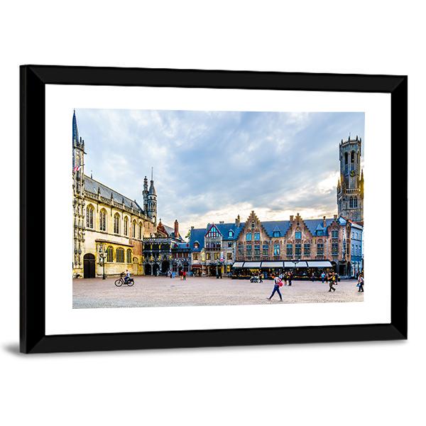 Town Hall And Holy Blood On Burg Square With Belfry Tower Canvas Wall Art-3 Horizontal-Gallery Wrap-25" x 16"-Tiaracle