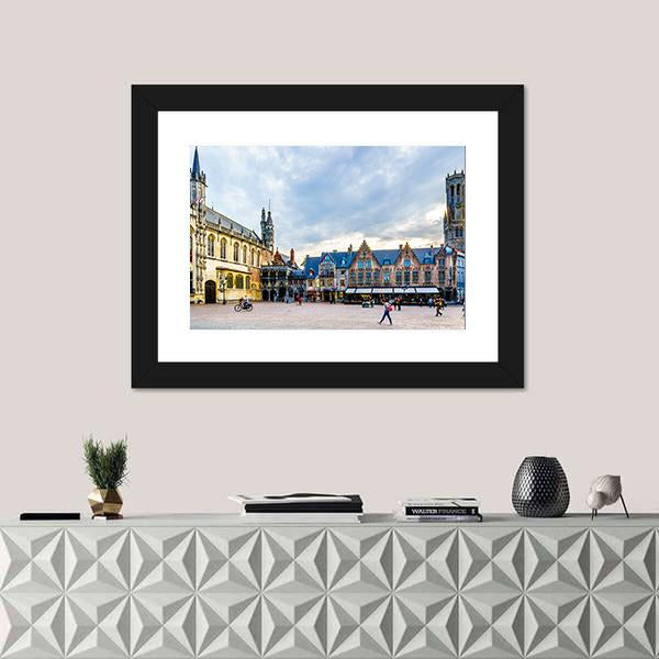 Town Hall And Holy Blood On Burg Square With Belfry Tower Canvas Wall Art-3 Horizontal-Gallery Wrap-25" x 16"-Tiaracle