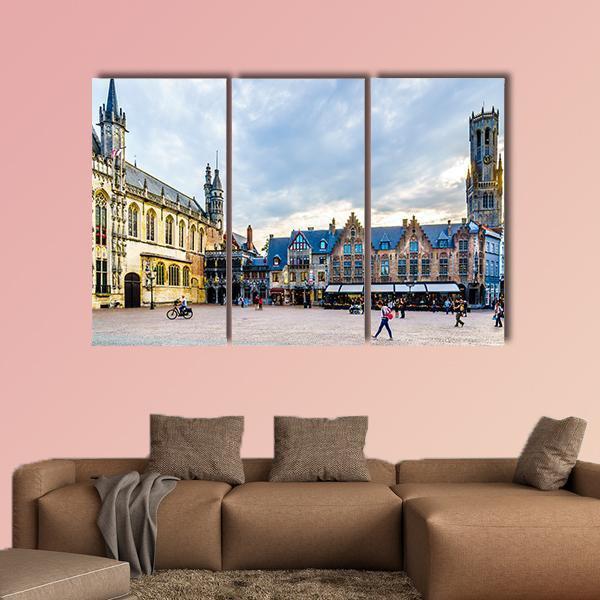 Town Hall And Holy Blood On Burg Square With Belfry Tower Canvas Wall Art-3 Horizontal-Gallery Wrap-25" x 16"-Tiaracle