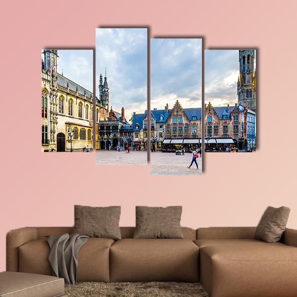 Town Hall And Holy Blood On Burg Square With Belfry Tower Canvas Wall Art-4 Pop-Gallery Wrap-50" x 32"-Tiaracle