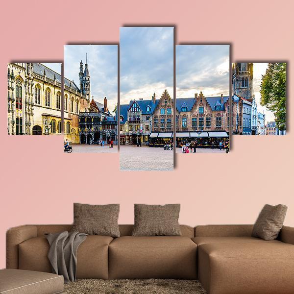Town Hall And Holy Blood On Burg Square With Belfry Tower Canvas Wall Art-5 Star-Gallery Wrap-62" x 32"-Tiaracle